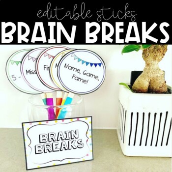 Preview of Brain Break Sticks (EDITABLE!)