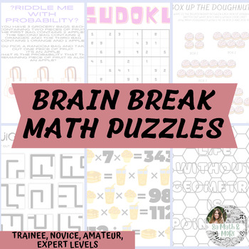Preview of Brain Break 4 Levels of Math and Logic Puzzles for Middle School
