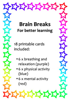 Preview of Brain Break Activity Cards
