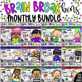 Preview of Brain Break Bins Monthly Bundle Seasonal Morning Bins Fast Finishers