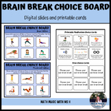 Brain Break Choice Board Slides and Printable Cards