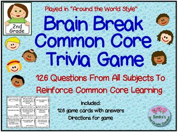 Preview of Brain Break Comon Core Trivia Game / 126 Questions Based on 2nd Grade Comon Core