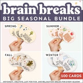 Brain Break Printable Cards Bundle, Movement Breaks Spring