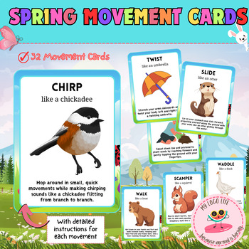 Preview of Brain Break |Spring Movement Cards | Recess| Activity