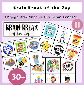 Preview of Brain Break of the Day | 30 Activities Included | Reward System | Editable
