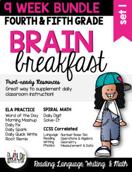 Preview of Brain Breakfast SET ONE BUNDLE: 9 weeks of Math & ELA Morning Work: Grades 3-5