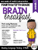 Brain Breakfast SET ONE Week 1: Math & ELA Morning Work: G