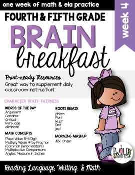 Preview of Brain Breakfast SET ONE Week 4: Math & ELA Morning Work: Grades 3-5