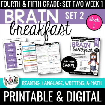 Preview of Brain Breakfast SET TWO Week 1: Math & ELA Morning Work: Grades 3-5
