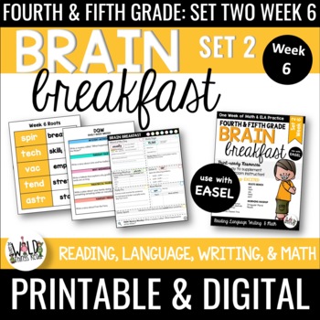 Preview of Brain Breakfast SET TWO Week 6: Math & ELA Morning Work: Grades 3-5