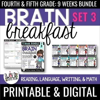 Preview of Brain Breakfast SET THREE BUNDLE: 9 weeks of Math & ELA Morning Work: Grades 3-5
