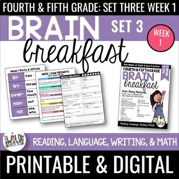 Preview of Brain Breakfast SET THREE Week 1: Math & ELA Morning Work: Grades 3-5