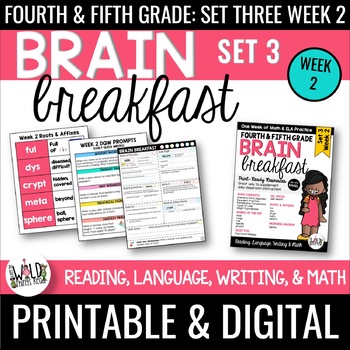 Preview of Brain Breakfast SET THREE Week 2: Math & ELA Morning Work: Grades 3-5