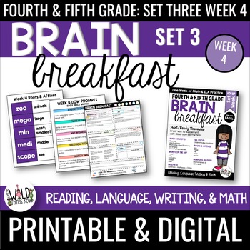 Preview of Brain Breakfast SET THREE Week 4: Math & ELA Morning Work: Grades 3-5