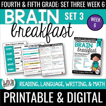Preview of Brain Breakfast SET THREE Week 6: Math & ELA Morning Work: Grades 3-5