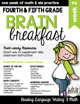 Preview of Brain Breakfast SET ONE Week 2: Math & ELA Morning Work: Grades 3-5