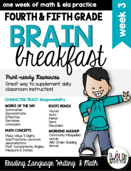 Preview of Brain Breakfast SET ONE Week 3: Math & ELA Morning Work: Grades 3-5