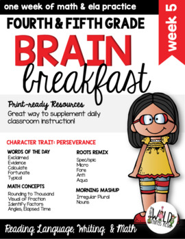 Preview of Brain Breakfast SET ONE Week 5: Math & ELA Morning Work: Grades 3-5