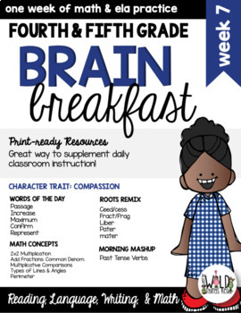 Preview of Brain Breakfast SET ONE Week 7: Math & ELA Morning Work: Grades 3-5