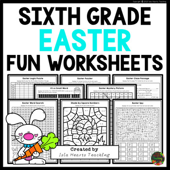 Preview of 6th Grade Easter Packet Fun Fast Early Finishers Puzzles Worksheets & Activities