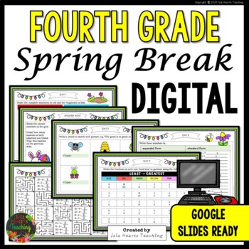Preview of Fourth Grade Spring Break Packet - Digital - Google Slides Ready