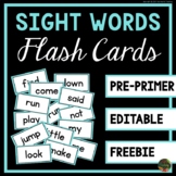 Free Sight Words Flash Cards - Pre-Primer List (Editable)