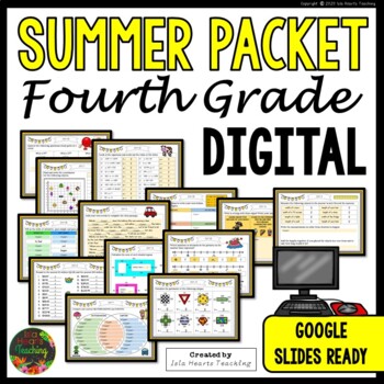 Preview of Fourth Grade Summer Break Packet - Fun Digital Homework Review - Google Slides