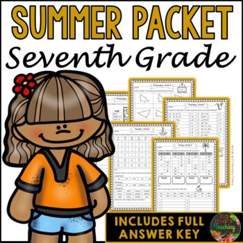 Preview of Seventh Grade Summer Packet (Summer Break Review, Homework and Summer School)