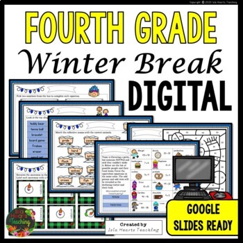Preview of Fourth Grade Winter Break Packet - Digital - Google Slides - Snow Day Homework