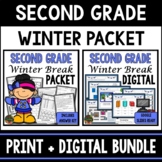 Second Grade Winter Break Homework Packet - Print & Digita