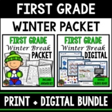 First Grade Winter Break Homework Packet - Print & Digital