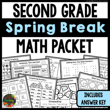 Preview of Second Grade Spring Break Math Packet | Homeschool Worksheets Homework Review