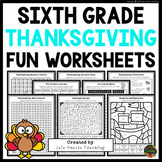 6th Grade Thanksgiving Packet Fun Early Finishers Puzzles 