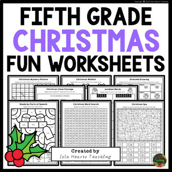 Preview of 5th Grade Christmas Packet Fun Early Finishers Puzzles Worksheets & Activities