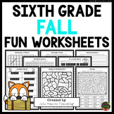 6th Grade Fall Packet Fun Early Finishers Puzzles Workshee