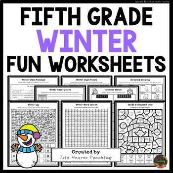 Preview of 5th Grade Winter Fun Packet Early Fast Finishers Puzzles Worksheets & Activities