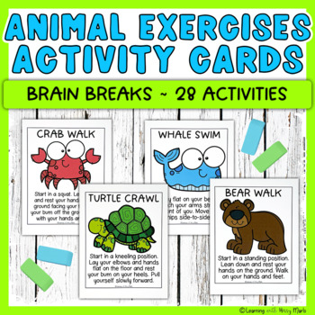 Preview of Brain Breaks - Animal Movement Cards and Activities - Exercise Cards