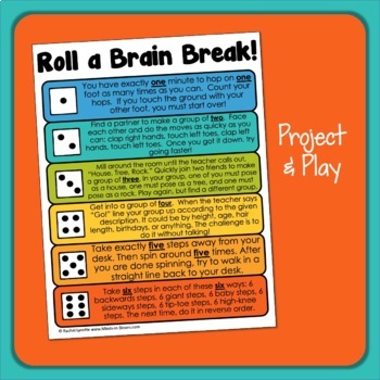 Brain Break: Roll-A-Rawr Dinosaur Dice Activity Chart