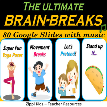 Preview of Virtual Brain Breaks| Yoga | Movement | Fun Friday Games – 80 Google Slides