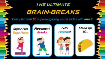 Preview of Brain Breaks | Virtual | Yoga | Movement – 80 PowerPoint Slides with music