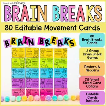 Preview of Brain Breaks & Movement Activity Cards - Group Games, Exercises, & Transitions