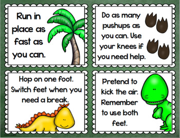 Brain Breaks Movement Cards Dinosaur Dino Theme by Cameron Brazelton