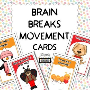 Preview of Brain Breaks Movement Cards Friendship Valentine's Day