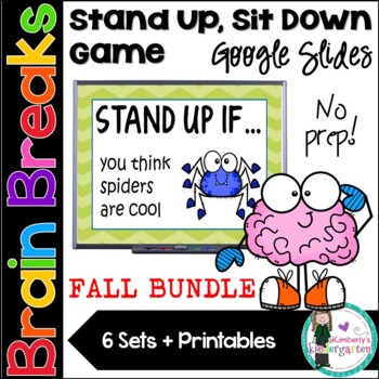 Brain Breaks Stand Up Sit Down Game. Google Slides. FALL BUNDLE Digital