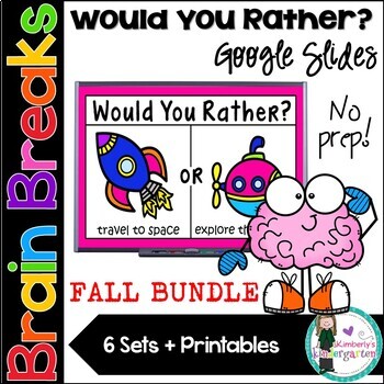 Preview of Brain Breaks! Would You Rather? Google Slides. FALL BUNDLE! Digital Social Pack