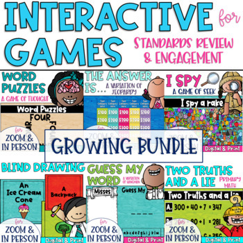 Preview of Brain Breaks and Review Games ELA and Math GROWING BUNDLE