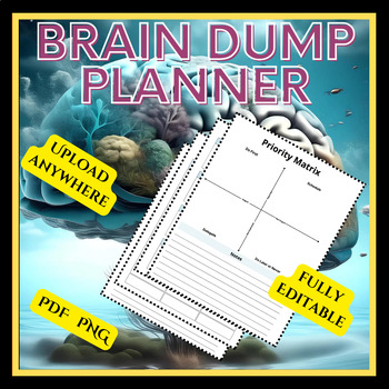 Preview of Brain Dump Planner-KDP Interior Template Ready to Upload,PNG,PDF,Fully Editable