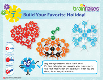 Preview of Brain Flakes® STEM Makerspace Challenge Task Cards | Includes 16 Building Topics