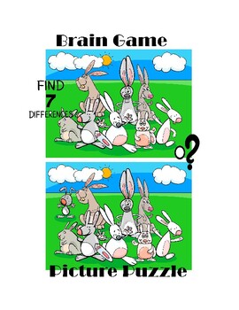 Preview of Find the differences Brain Game Picture Puzzle Black and white Illustrations