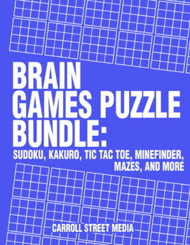 Preview of Brain Games Puzzle Bundle: Sudoku, Kakuro, Tic Tac Toe, MineFinder, Mazes